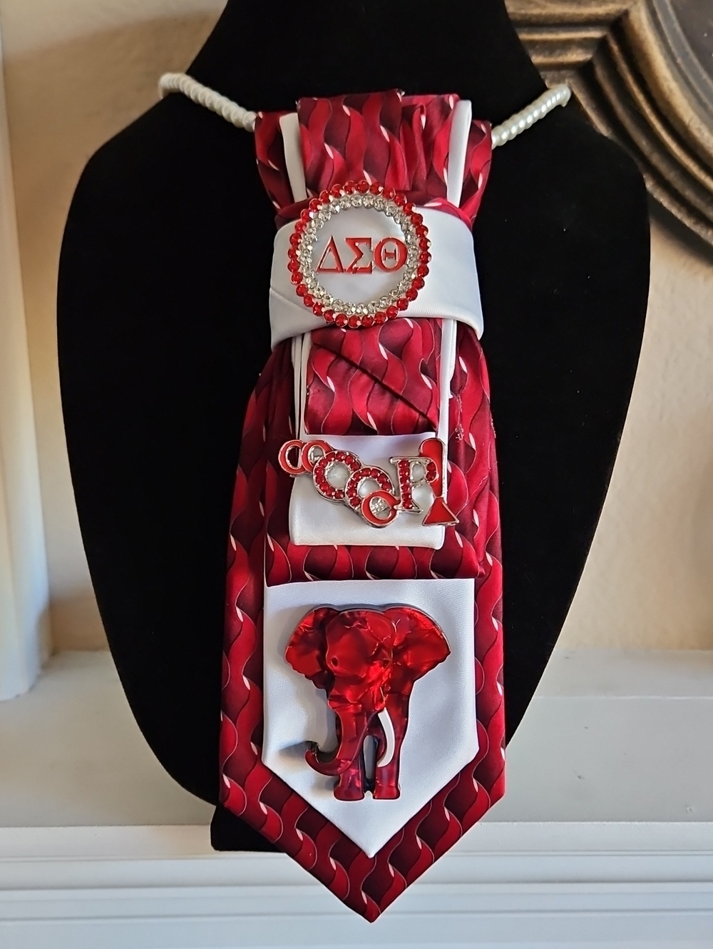 Custom Made Upcycled Delta Sigma Theta Sorority Inc. Necktie Necklace